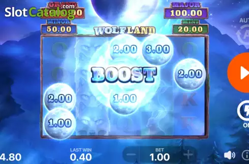 Bonus Game Win Screen. Wolf Land: Hold and Win slot
