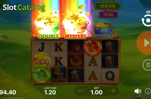 Bonus Game Win Screen. 3 Pots Riches: Hold and Win slot