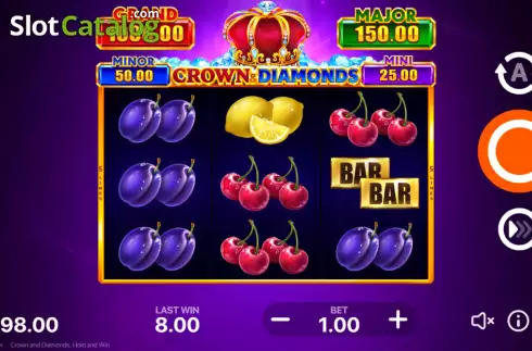 Reel Screen. Crown and Diamonds: Hold and Win slot