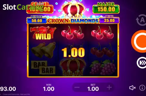 Win Screen. Crown and Diamonds: Hold and Win slot