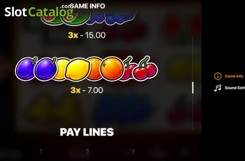 PayTable Screen 3. 777 Sizzling Wins: 5 lines slot