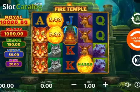 Game screen. Fire Temple: Hold and Win slot
