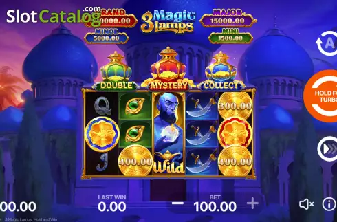 Reels screen. 3 Magic Lamps: Hold and Win slot