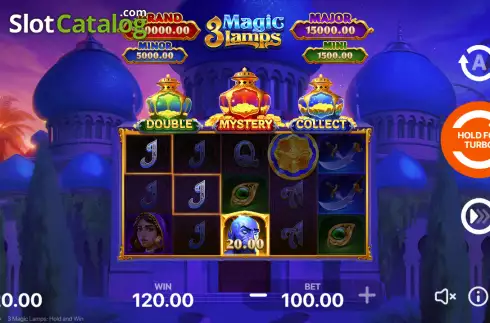 Schermo3. 3 Magic Lamps: Hold and Win slot