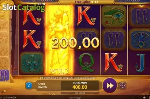 Free spins screen. Rise of Egypt slot