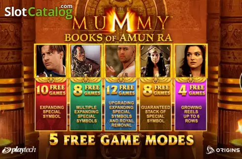 Start Screen. The Mummy Books of Amun Ra slot