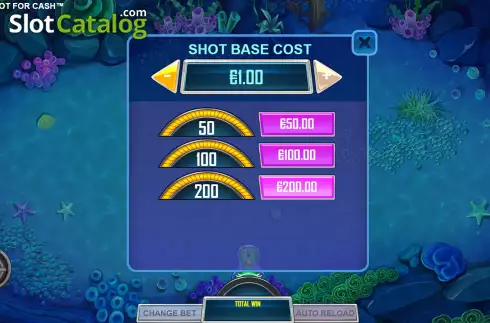 Bets Screen 2. Fish! Shoot For Cash slot