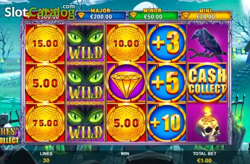 Game Screen. Witches Cash Collect slot