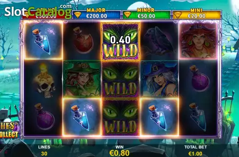 Win Screen. Witches Cash Collect slot