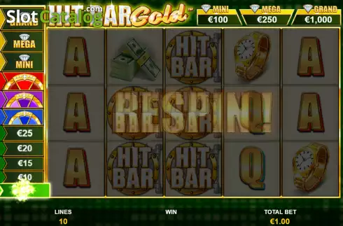 Hold and Win Bonus Win Screen. Hit Bar Gold slot