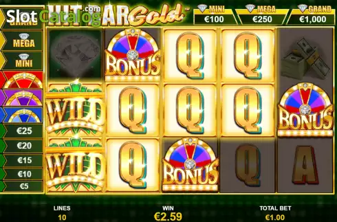 Bonus Wheel Win Screen. Hit Bar Gold slot