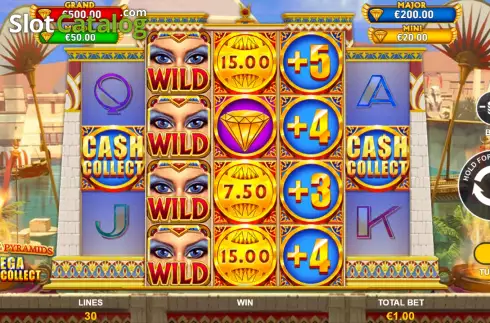 Game Screen. Mega Cash Collect: Queen of the Pyramid slot