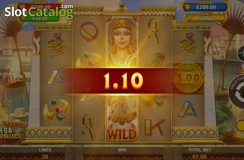Win Screen. Mega Cash Collect: Queen of the Pyramid slot