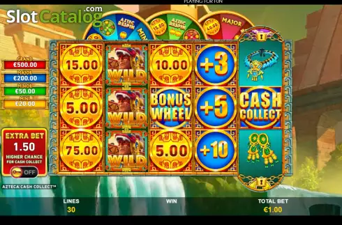 Game screen. Azteca Cash Collect slot