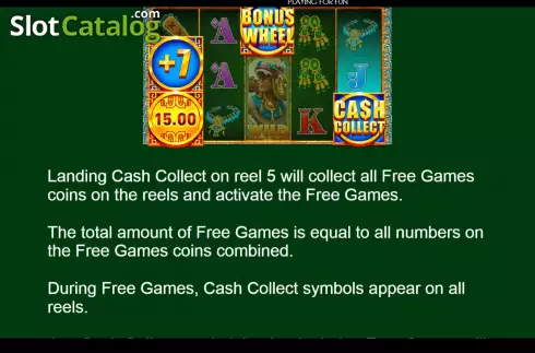 Game Features screen 2. Azteca Cash Collect slot