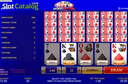Captura de tela3. Jacks or Better Multi-Hand 25 slot