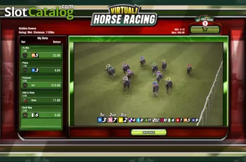 Game screen. Virtual! Horse Racing slot