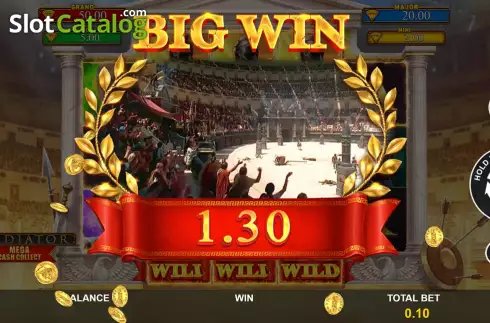 Win screen. Gladiator: Mega Cash Collect slot