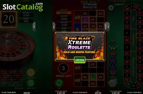 Game screen. Xtreme Fire Blaze Roulette slot