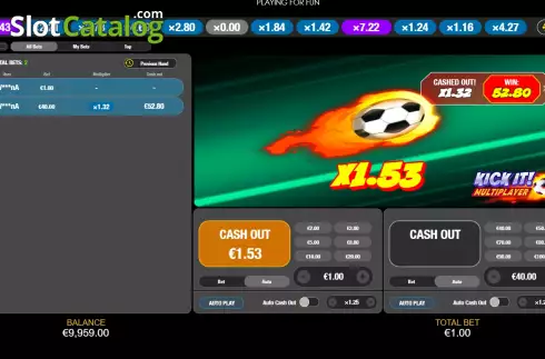 Pantalla3. Kick It Multiplayer Tragamonedas
