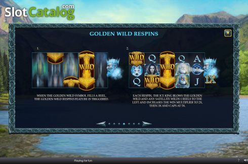Golden Wild respins screen. Storms of Ice slot