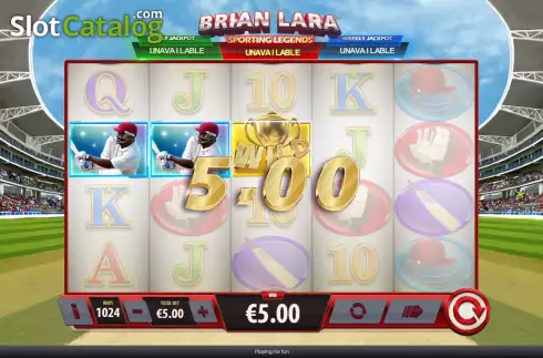 Win Screen. Brian Lara Sporting Legends slot