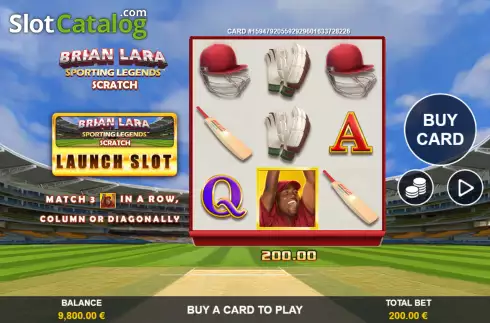 Game screen. Brian Lara Sporting Legends Scratch slot