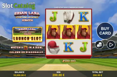 Win screen 2. Brian Lara Sporting Legends Scratch slot