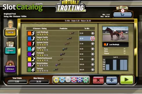 Game screen. Virtual! Trotting (Playtech Vikings) slot