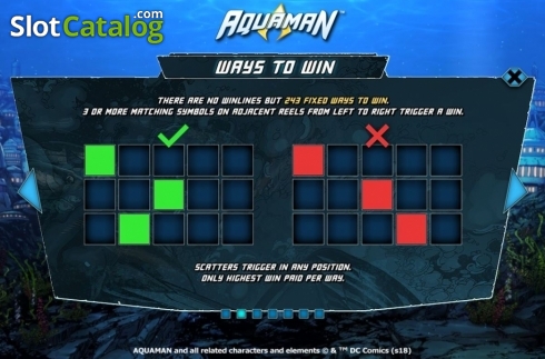 Ways to Win. Aquaman slot