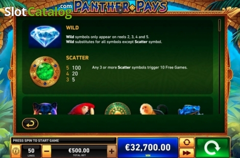 Features. Panther Pays slot