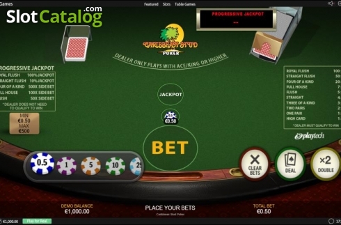 Bildschirm2. Caribbean Stud Poker (Playtech) slot
