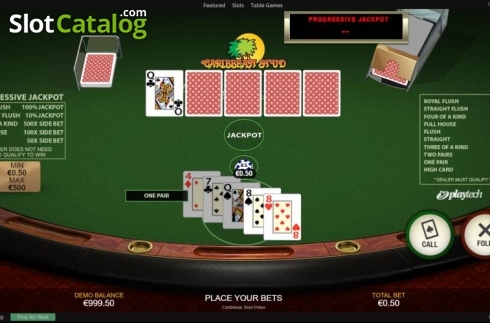 Ekran3. Caribbean Stud Poker (Playtech) yuvası
