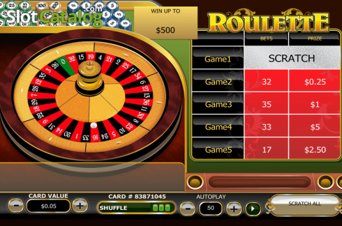 Game Screen. Roulette Scratch slot