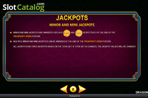 Mini Jackpot screen. Dragon Chi slot