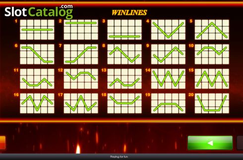 Paylines screen. Extreme Fruits 20 slot