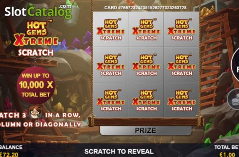 Game Screen 1. Hot Gems Xtreme Scratch Card slot