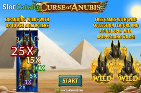 Start Screen. Curse of Anubis slot