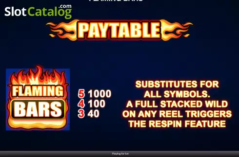 Pantalla6. Flaming Bars Tragamonedas 