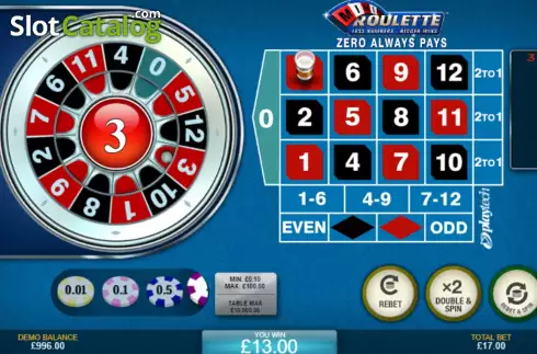 Game Screen 2. Mini Roulette (Playtech) slot