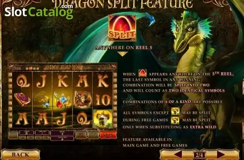 Feautures Description screen. Dragon Kingdom (Playtech) slot