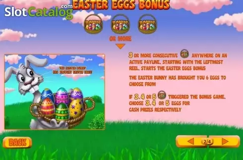 Bonus Game Deacription screen. Easter Surprise slot