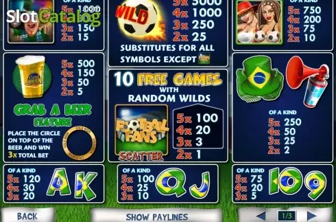 Paytable 1. Football Fans slot