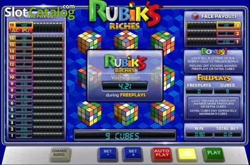 Free spins win screen . Rubik's Riches slot