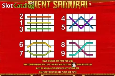 Paytable 4. Silent Samurai JP slot