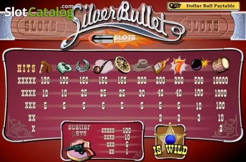 Paytable . Silver Bullet slot