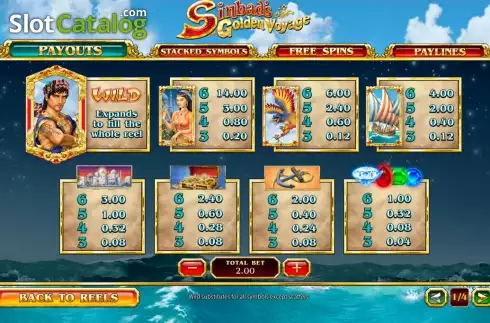 Bildschirm2. Sinbad's Golden Voyage slot