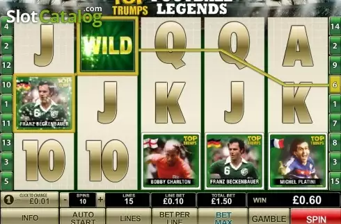 Wild Win screen. Top Trumps World Football Legends slot