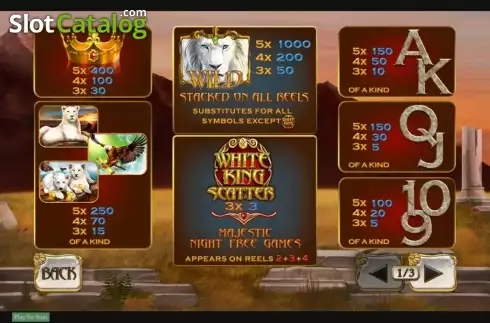 Paytable 1. White King slot