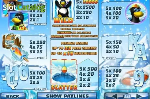 Paytable. Penguin Vacation (Playtech) slot